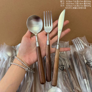 Thìa Bằng Thép Không Gỉ Dày Bằng Gỗ Hickory Dài Tay Cầm Thìa Ăn Trưa Kiểu Tây Dùng Tại Nhà Cao Cấp Sang Trọng Thìa Ăn Cháo