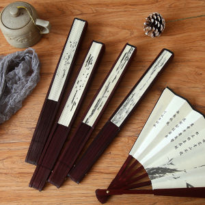 พัดจีน 13 นิ้ว พัดจีน โบราณ, ผ้า ไผ่, พัด ด้าม, บรรจุภัณฑ์ มือ ของ หลังจากคลี่ได้ พับได้ตกแต่งบ้าน พร้อมส่งจากไทย