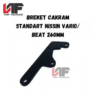 Breket Cakram Kaliper Standart Nissin Vario Beat 260mm - Plat Besi Tebal 6mm, Warna Hitam
