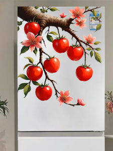 Modern Simple Style Water Proof Self Adhesive Fridge Door Sticker Pumpkin Pattern Single Door Fridge Magnet Wall Decor PVC Material