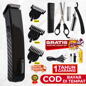 PAKET Alat Pencukur Rambut Elektrik Portable Tanpa Kabel Hair Clipper Alat Cukur BONUS Gunting Sasak Set