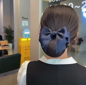 LOYO Sweet Hair Clip For Girls Bowknot Ponytail Clip With Net Women Spring Clip Bun Snood Hairnet Hairgrips Cover Net