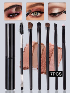 6PC Travel Mini Brush Set w/Storage Case - Soft Synthetic Contour/Powder/Lips/Eye/Brow Tools Holiday Gift for Women