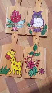 Talenan Kayu Lukis Aesthetic - Cutting Board Tebal