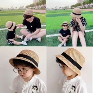 Casual Fishing Cap Sunshade Hat for Children Outdoor Travel Parent-Child Matching Straw Hat Casual Leisure Hat for Boys And Girls
