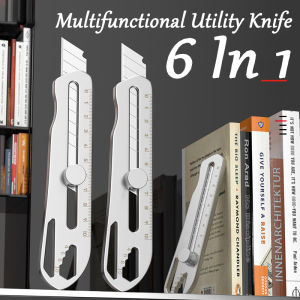 เครื่องตัดกระดาษมัลติฟังก์ชั่นในมีดคัตเตอร์ใบเหล็กสแตนเลส6ใน1มีดศิลปะขนาดใหญ่ที่เปิดกล่องจดหมายอุปกรณ์เครื่องเขียนสำนักงาน