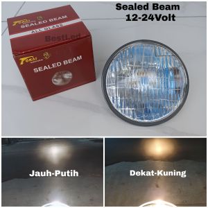 Lampu Sealed Beam Head lamp Bulat Universal 5 inch 12-24 Volt