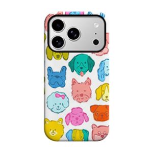 Cute Colorful Dog Faces Pattern Phone Case for iPhone 17 16 15 14 Pro Max Plus Mini iPhone Air 2-in-1 Dual-Layer PC TPU Cover