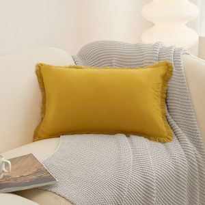 Fringed Edges Washed Cotton Pillow Cover