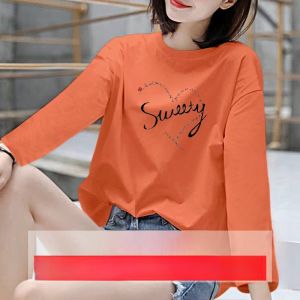 Loose Long Sleeve Womens T-shirt Cotton Pure Spring Autumn Winter Base Layer Shirt Korean Style Trendy plus Size Outerwear