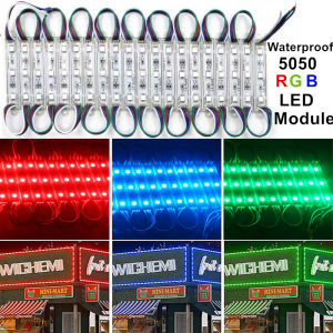 Angelila ไฟไฟ LED กันน้ำสีสัน12V 20ชิ้นไฟ LED หน้าร้านในร่มและกลางแจ้ง5050 3แผงไฟฟ้าสำหรับตกแต่งงานโฆษณาในร้าน