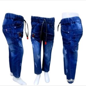 Celana Panjang Jeans Anak Laki-laki Cowok 2-12 Th Non Stretch Polos Sobek Distro Kolor Navy Blue RFC