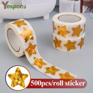 Yespery 500 cái/cuộn sao vàng Laser dán phần thưởng sinh viên Sao dán quà tặng giáng sinh Sticker trang trí nhãn