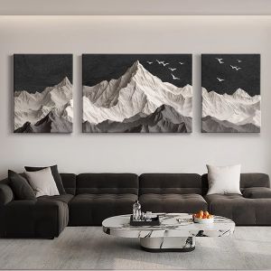 HAIMASHENGKANG | Luxury Modern Backrest Mountain Design Triptych Mural