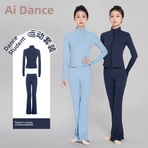 aiwuge | Childrens Dance Coat Sport Set Practice Suit Long Sleeve Spring Autumn Slimming Yoga Suit