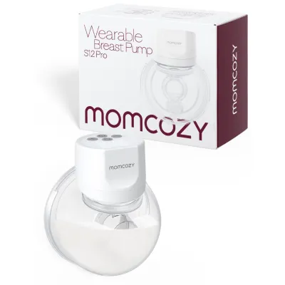 Momcozy Máy hút sữa tự động tay S12 PRO có thể đeo & bơm di động với mặt bích đôi mềm 3 Chế Độ | Bơm điện đôi 9 cấp màn hình thông minh 24mm 2 gói trắng ấm cúng hồng