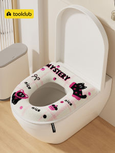 Winter Toilet Seat Cover Four Seasons Universal Home Use Thickened Waterproof Plush Zipper Design Toilet Bowl Cover Ring