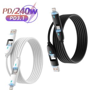 Cáp Sạc Nhanh USB C 240W PD 4 Trong 1 Type C Sang USB C USB A Sang USB-C Dành Cho Điện Thoại Xiaomi Samsung Chất Liệu Silicon Lỏng TPE/TPU
