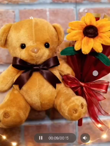 Surprise Gift Box for Her with Soft Teddy Bear Artificial Flower Bouquet & LED Lights Elegant Ready-to-Gift for Anniversary and Other Special Occasion