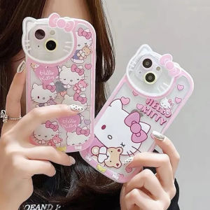 Sanrio Hello Kitty Cute Case For iPhone 16 15 14 13 12 11ProMax XR XS MAX 7 8Plus Luxury Cartoon Transparent Cover Lady Girl Y2K