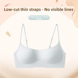 MEIJIAO | Seamless Invisible Low Cut Thin Strap Gather Push-Up Bra