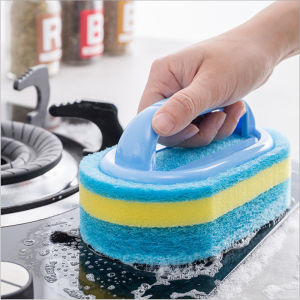 1-3PCS Household Cleaning Brush Magic Handle Sponge Easy Cleaning for Kitchen Bathroom Toilet Wall Window Cleaning Tools