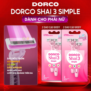 DORCO Shai 3 Simple - Dao Cạo Body Nữ 3 Lưỡi - Hộp Gồm 2 Cây Dao Cạo