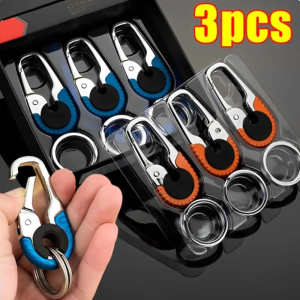 3Pcs Car Keychain Hook Stainless Steel Buckle Outdoor Carabiner Climbing Keychains Double Ring Keyring Chains Accessories Alloy Metal Keyring for Universal Cars