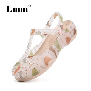 รองเท้าแตะส้นหนาแท้ ผู้หญิง รองเท้าชายหาดแพลตฟอร์ม กันลื่น รองเท้าแตะเยลลี่ ฤดูร้อน รองเท้าแตะพื้นรูมาใหม่