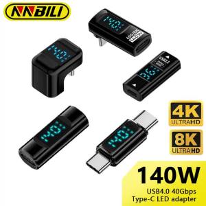 NNBILI 90 Degree USB C Adapter Right Angle U Shape Type C 40Gbps Data Transfer PD 140W USB4.0 8K 60Hz Video for Thunderbolt 3/4