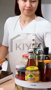 KIYO Tempat Bumbu Dapur Berputar Banyak Sekat / Tempat Toples Bumbu Dapur / Sekat Bumbu Dapur Bahan Tebal Estetik Aesthetic