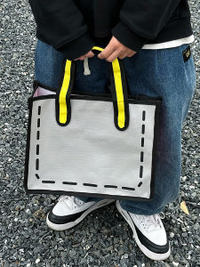 Large Capacity Canvas Tote Bag Womens 2025 New Style Anime Cartoon 2D3D Handbag Student Single Shoulder Bag Korean Style