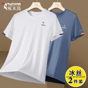 TUCANO Mens Ice Silk Short Sleeve T-Shirt Breathable Quick Dry Lightweight Summer Casual Sporty Top Fashionable round Neck