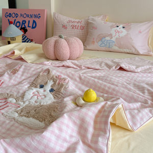 Cartoon Embroidered Summer Cooling Quilt 2025 New Style Single Person Student Dormitory Thin Quilt Machine Washable Fiberfill