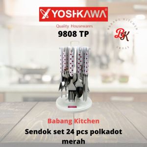 Yoshikawa 9808 TP / sendok garpu pisau set 24 pcs polkadot