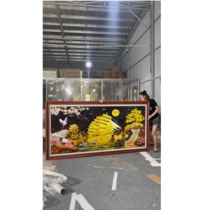 Tranh phong thuỷ thuận buồm xuôi gió khổ lớn tráng gương 3D khung vân gỗ 7cm sang trọng treo phòng khách mang tài lộc