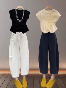 Trendy New Spring Advanced Design Petite Nine-length Banana Flare Pants