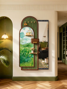 HAOJIUBUJIAN | Vintage Style Hollow Board Hidden Sliding Full Length Mirror