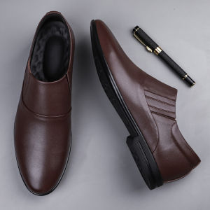 NUDANLAI | Pointed Business Formal Brown British Casual Slip-On Shoes