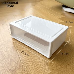 Desktop Drawer Plastic Storage Box Narrow 18cm Wide 27cm Organizer Case Simple Style Home Storage Utility Long Rectangle