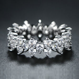 Huitan Full Paved Small Round Zircon Women Promise Ring Irregular Luxury Bridal Wedding Ceremony Rings Gift Fashion Jewelry