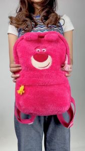 Tas Ransel Disney Plushie Karakter Lotso Monster Mini Inc Pooh Backpack Bulu Lucu Kecil Wanita Remaja Tas Konser Boneka