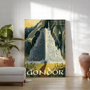 Bandai | Trừu Tượng Vòng Nghệ Thuật Vintage Phim Lâu Đài Mordor Canvas Poster Retro Du Lịch Nghệ Thuật Treo Tường Cho Phòng Ngủ Trẻ Em Trang Trí Nhà Phong Cách Hiện Đại