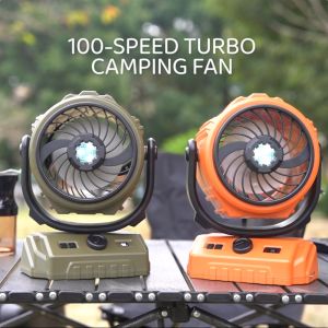 Moobibi พัดลมไร้สายแคมป์ พัดลมแคมป์ รุ่นพิเศษ X5 ไฟLED 3 ระดับ ลมปรับได้ 100 ระดับ แบตเตอรี่สำรอง หมุนศูนย์กลาง 270° และตะขอ