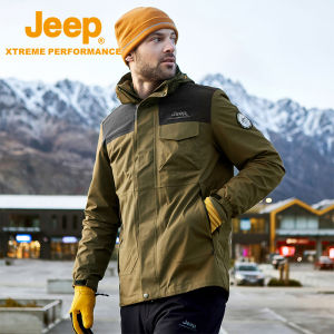 Jeep | Jeep Mens Down Jacket Outdoor Warmth Windproof Autumn Winter Padded Vest Fleece Lined Breathable Wear Resistant Quick Dry
