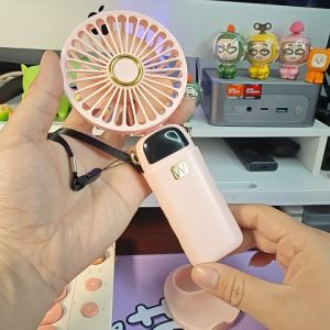 USB Outdoor Foldable Portable Handheld Fan Classroom Office Desktop Silent Digital Display Small Fan