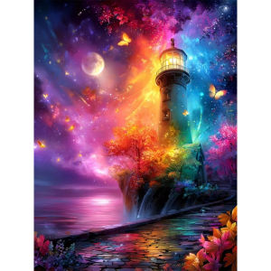 500/1000/1200/2000PCS Jigsaw Puzzle Majestic Peaceful Serene Lighthouse Under Glowing Moon And Stars For Adults Perfect Gift
