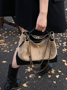 Chic Shoulder Tote Bag Womens Commuter Bag Casual Simple Style Lock Buckle Closure Soft PU Material Handbag Pure Color