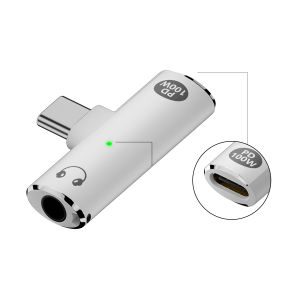 USB Type-C to 3.5mm Audio DAC Jack Adapter PD 100W Fast Charging 2-in-1 Headphone For iPhone iPad MacBook Laptop Tablet Phone