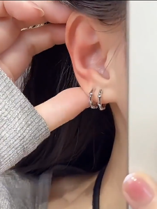 VEROMAN BIJOU+ 2025 Trendy Square Hoop Earrings for Women – Niche Design Cold Wind Style Korean Fashion Statement Jewelry